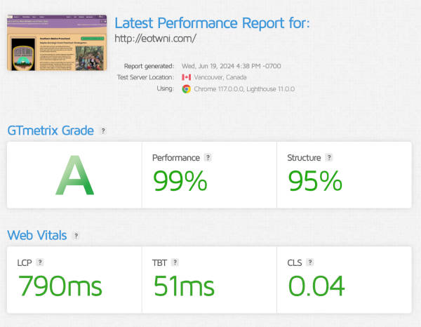 GTmetrix Grade A Report